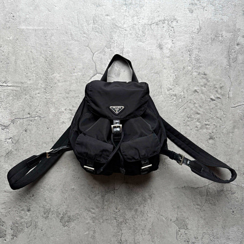 Prada black logo mini backpack - prada,